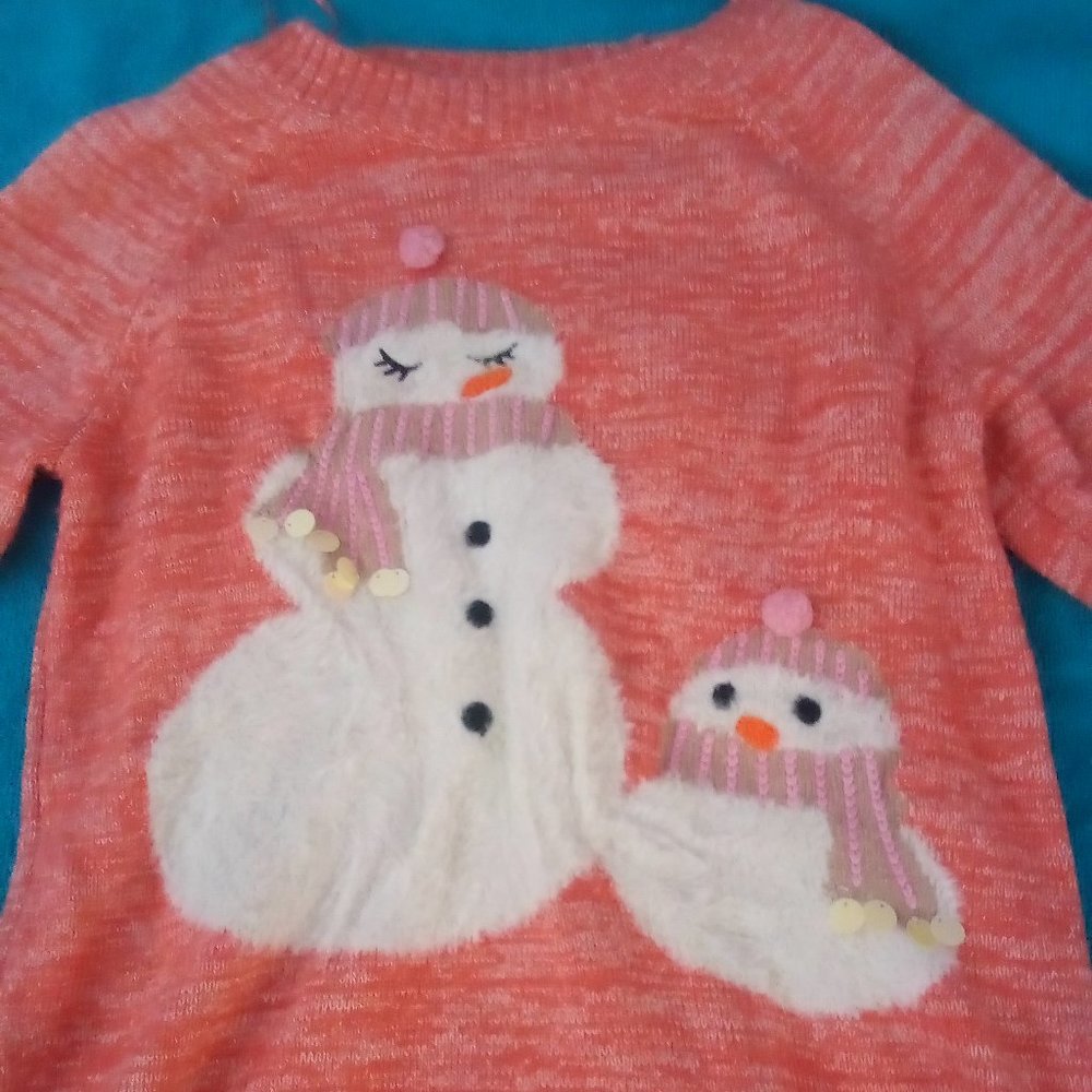 Cute Pink Snowman Sweater Size Medium